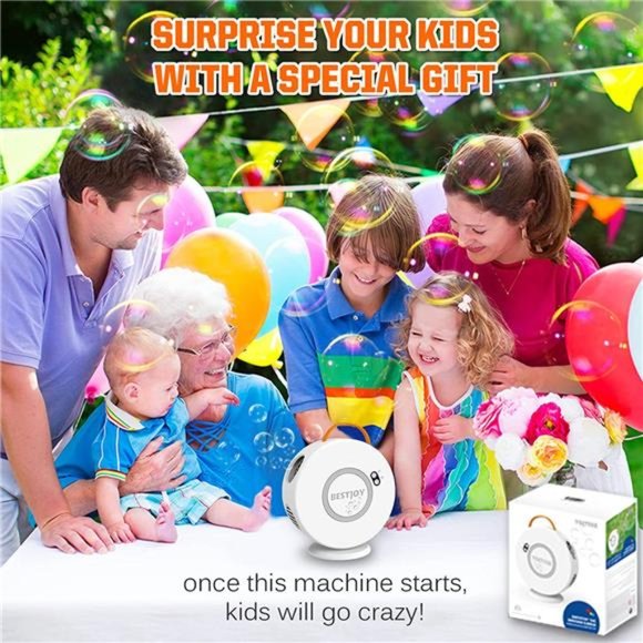 Bubble Machine for Toddlers - Rechargeable Bubble Blower Rotated 90°/360° - Picture 4 of 6